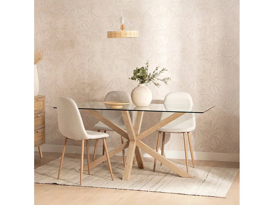 Table fixe en cristal transparent 160x74 cm-Emerald