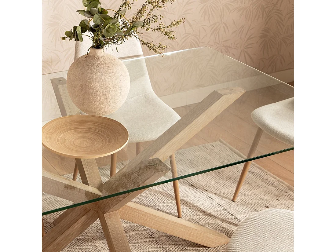 Table fixe en cristal transparent 160x74 cm-Emerald