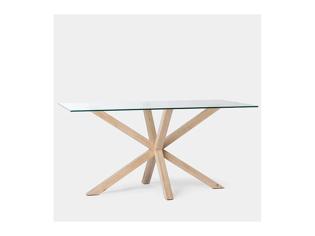 Table fixe en cristal transparent 160x74 cm-Emerald