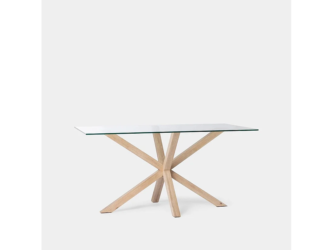 Table fixe en verre transparent 160x74 cm-Emerald