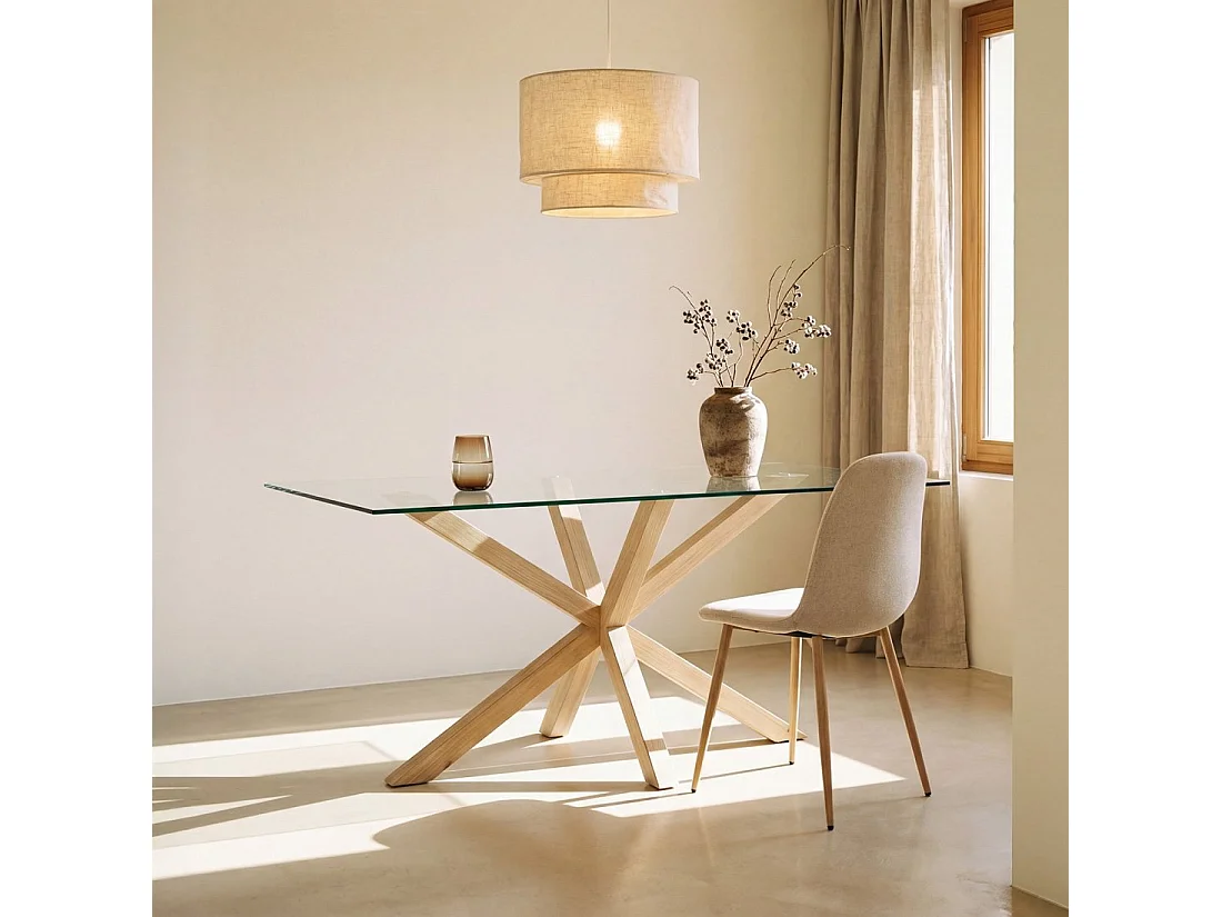 Table fixe en verre transparent 160x74 cm-Emerald