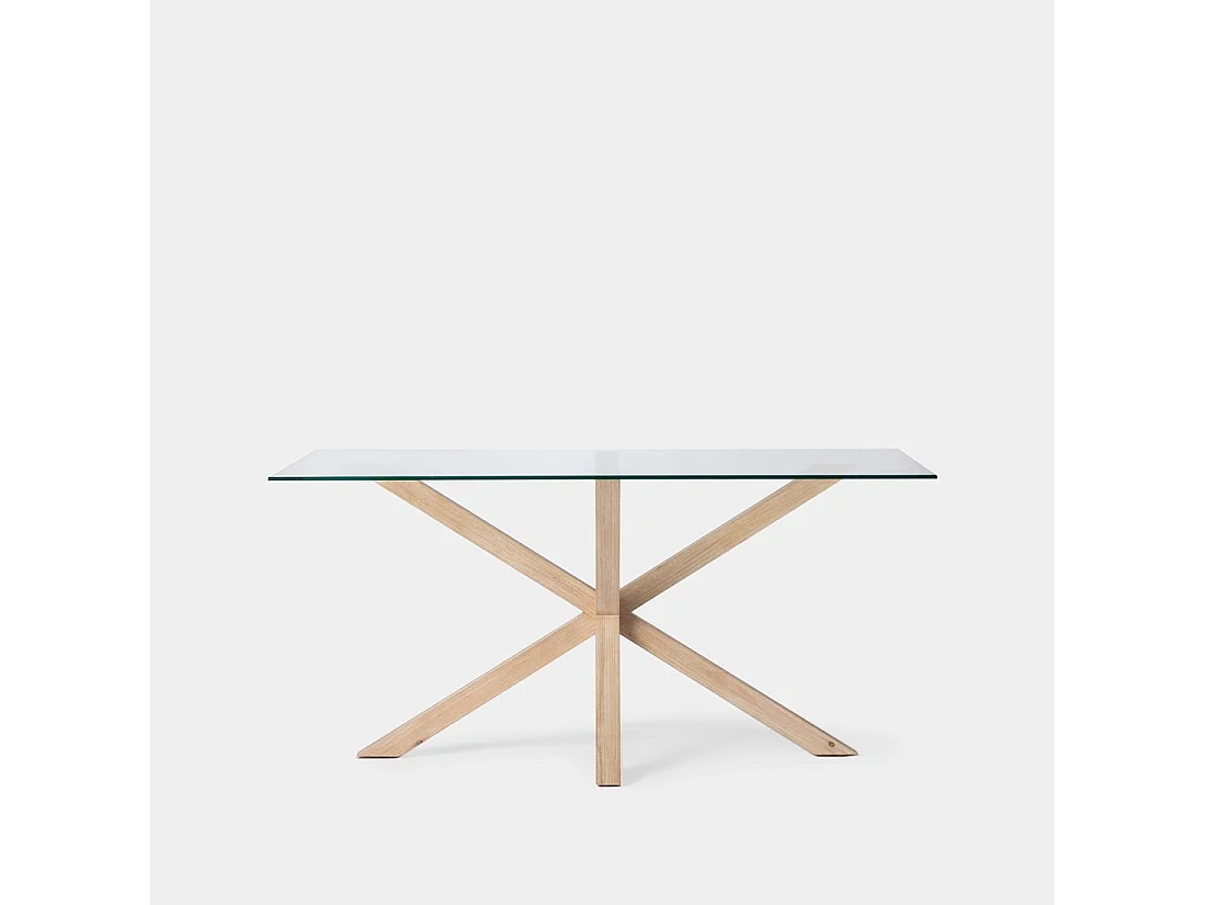 Table fixe en verre transparent 160x74 cm-Emerald
