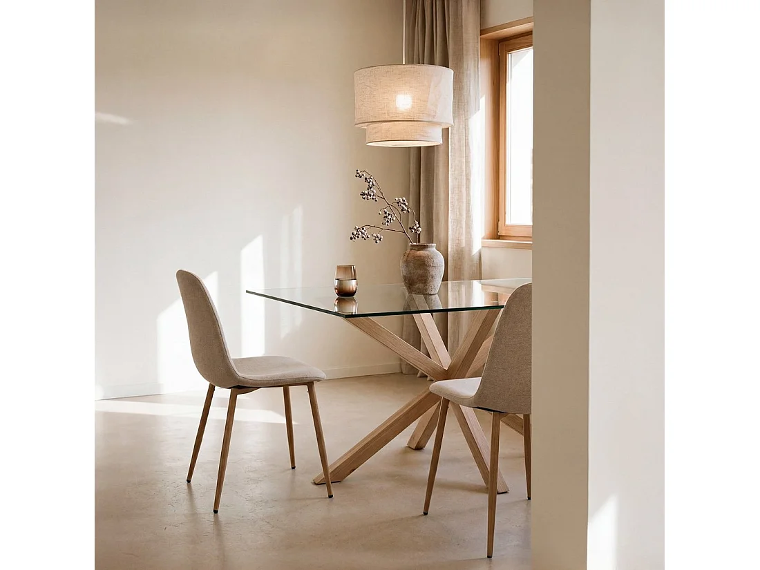 Table fixe en verre transparent 160x74 cm-Emerald