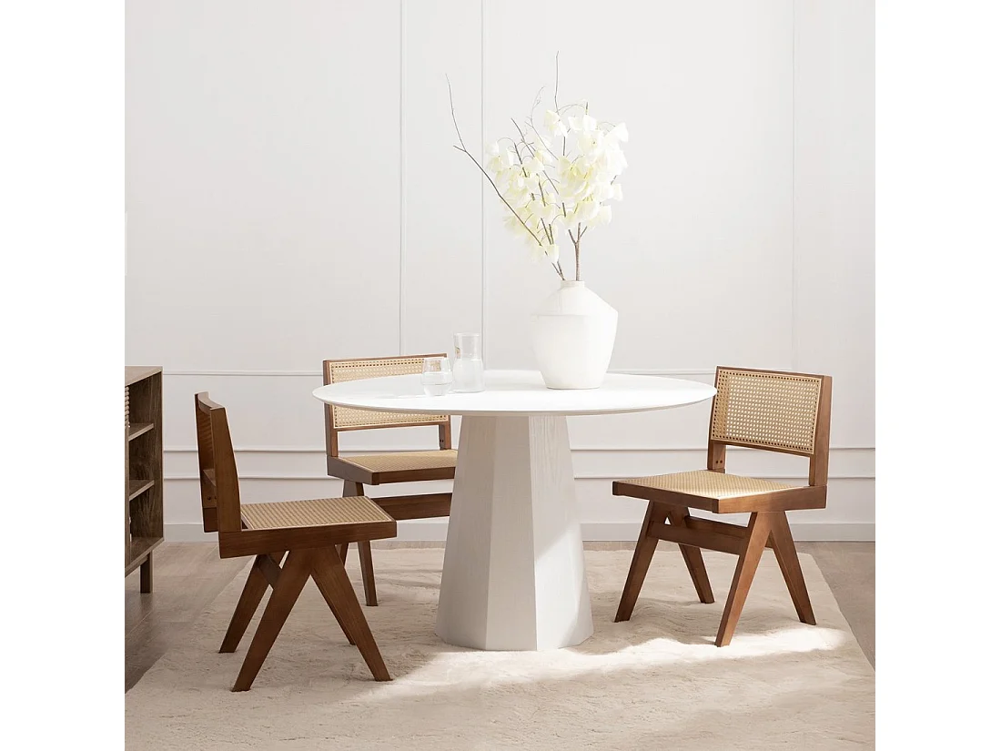 Table fixe en laqué blanc 120x76 cm-Olivier