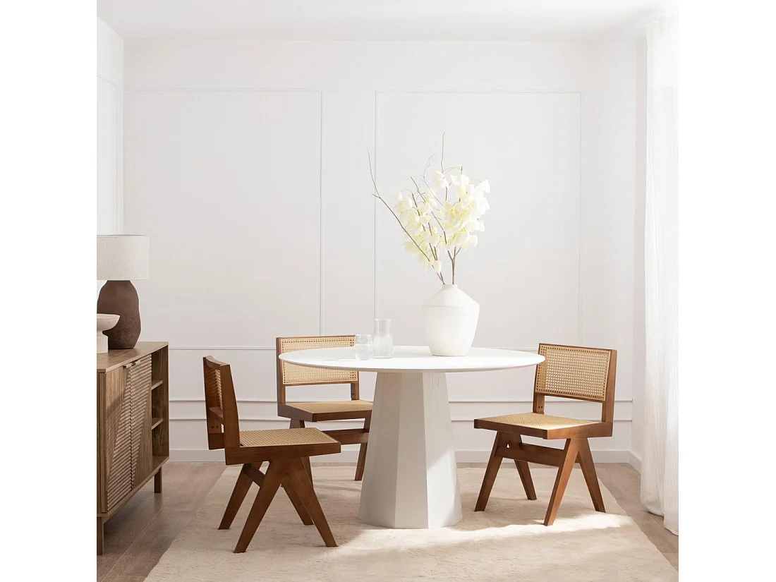 Table fixe en laqué blanc 120x76 cm-Olivier