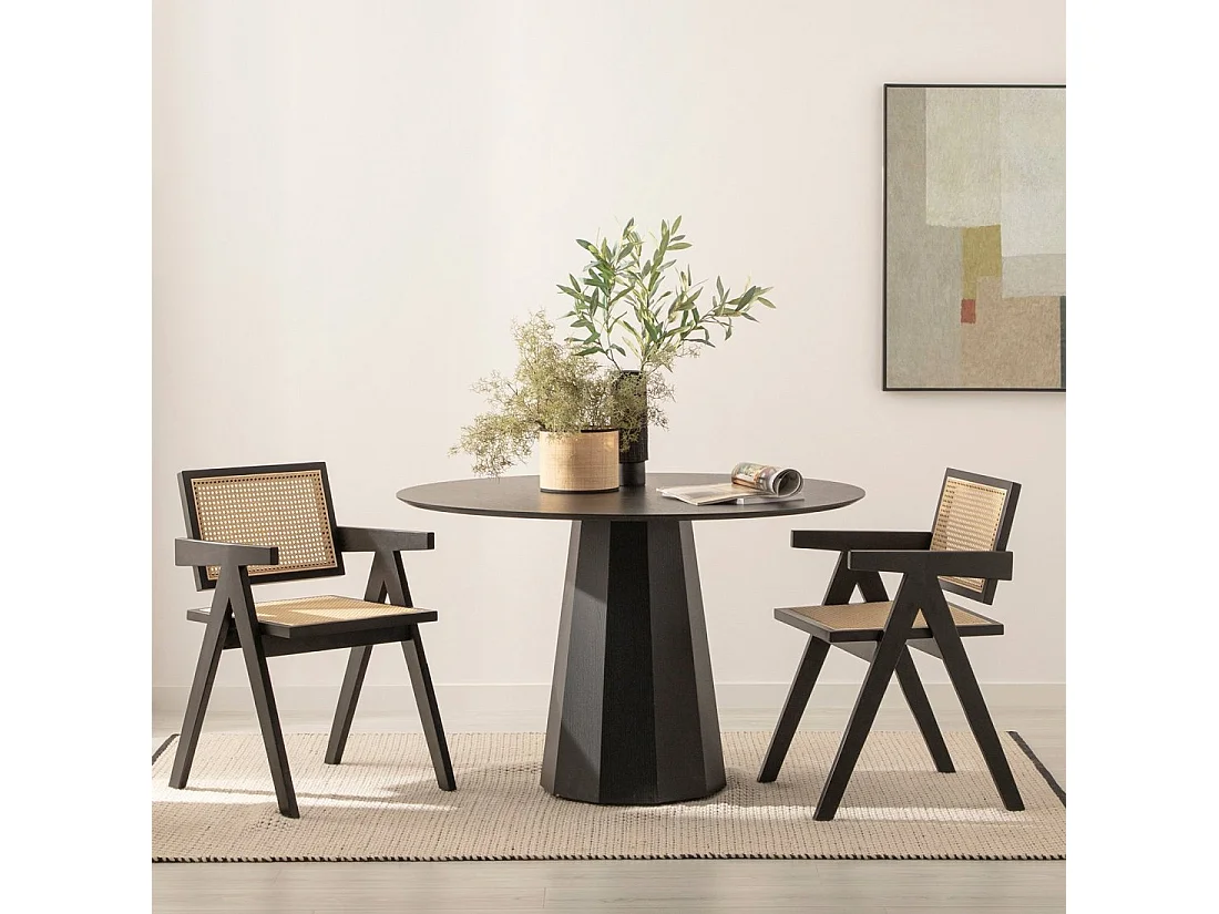 Table fixe en laqué noir 120x76 cm-Olivier