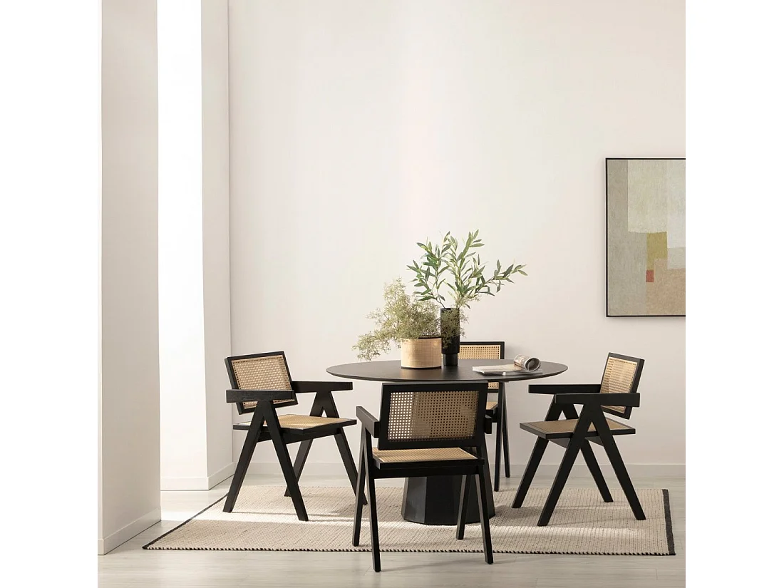 Table fixe en laqué noir 120x76 cm-Olivier