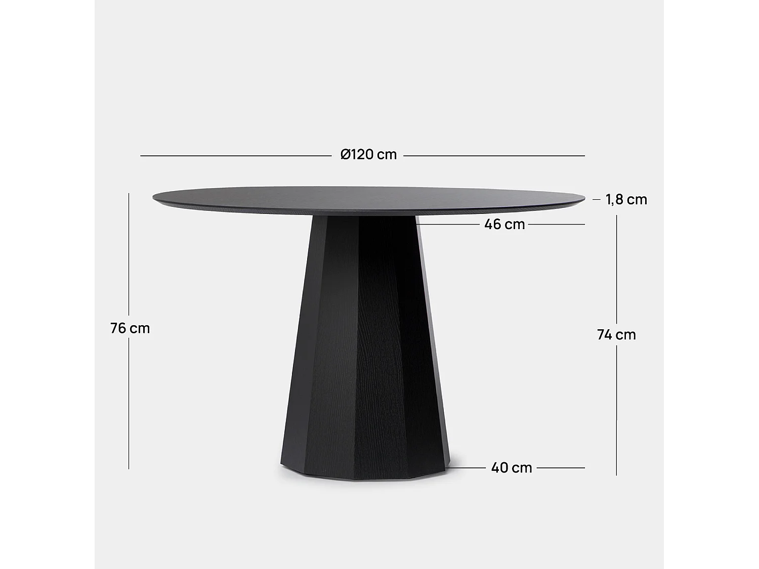 Table fixe en laqué noir 120x76 cm-Olivier