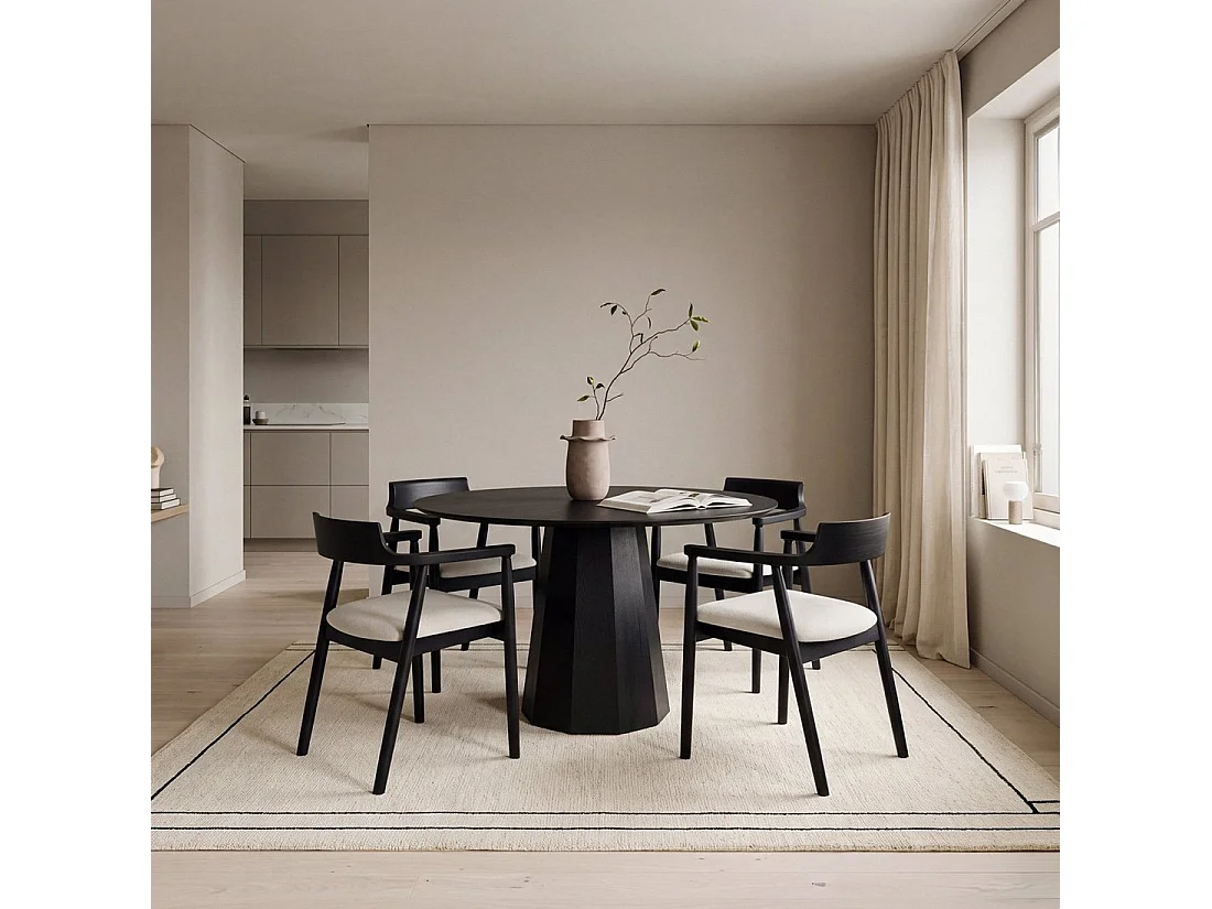 Table fixe en laqué noir 120x76 cm-Olivier
