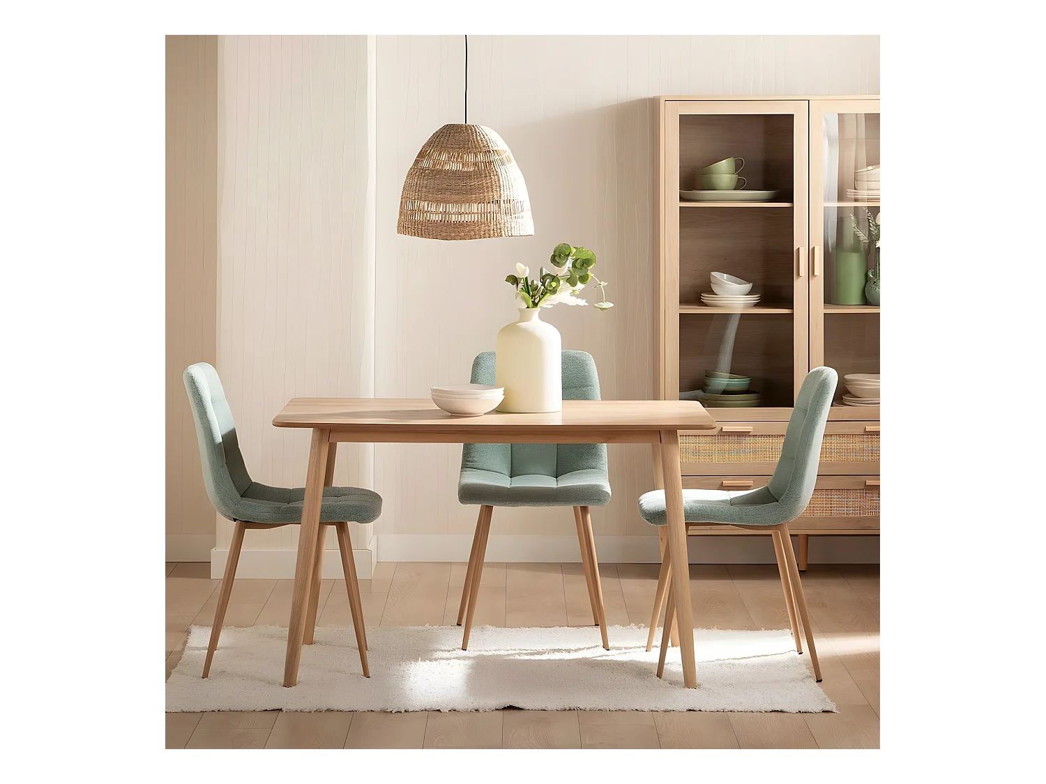 Table fixe en bois naturel 120x75 cm-Ada