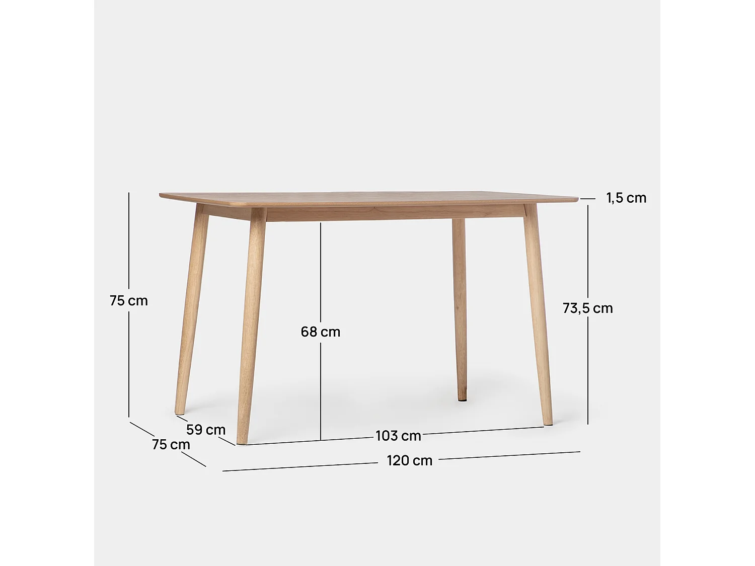 Mesa fija de Madera Natural 75 x 120- Ada