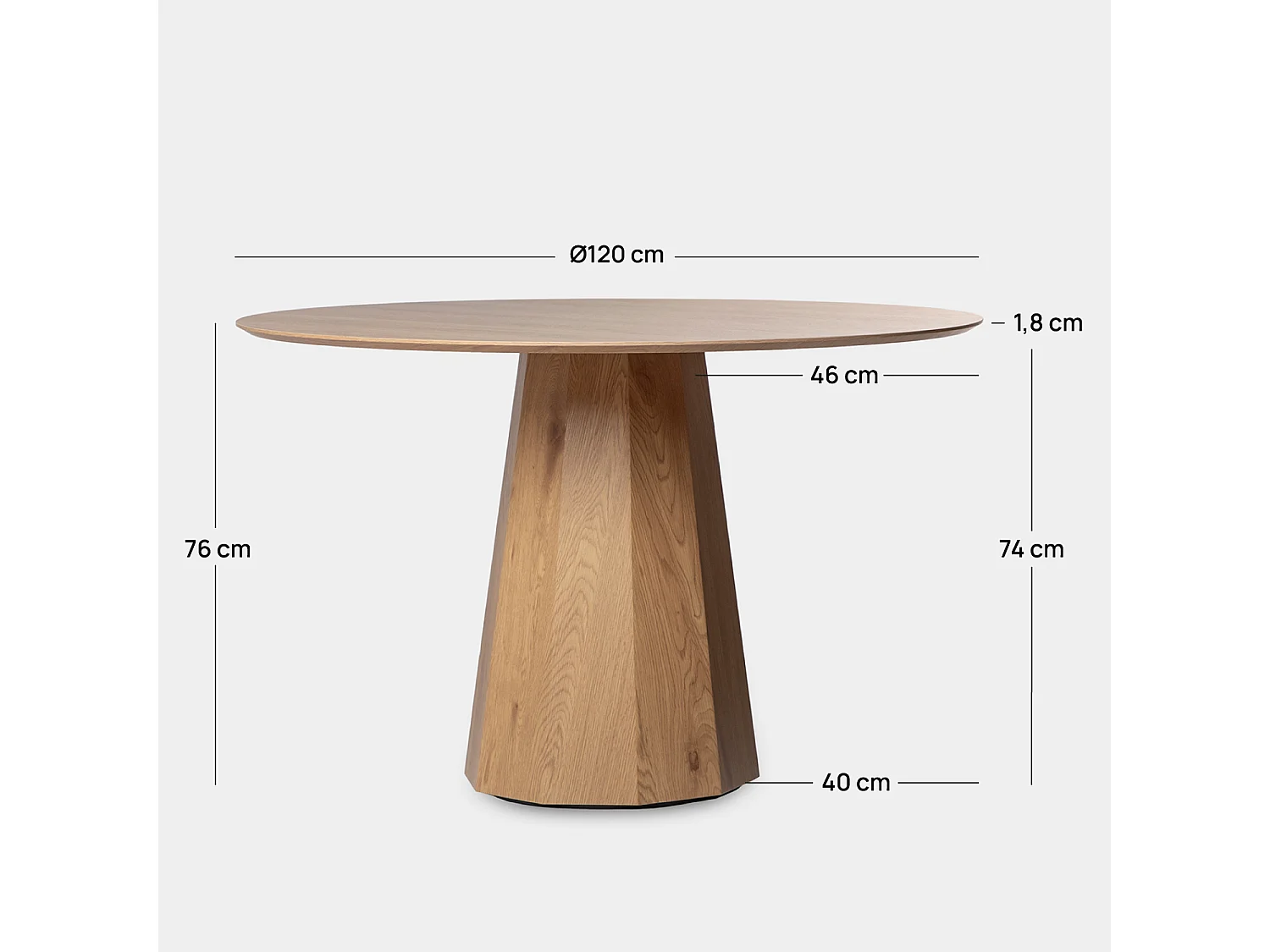 Table fixe en bois naturel 120x76 cm-Olivier