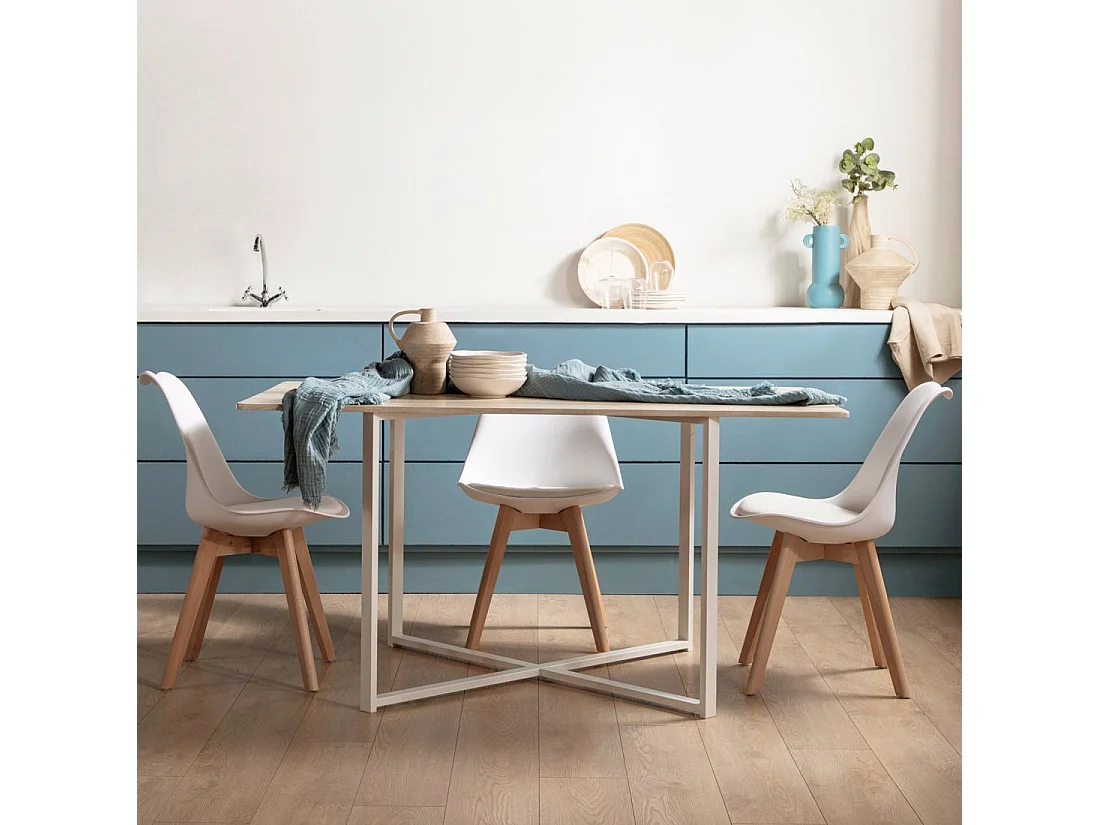 Table fixe en bois naturel 150x76 cm-Even