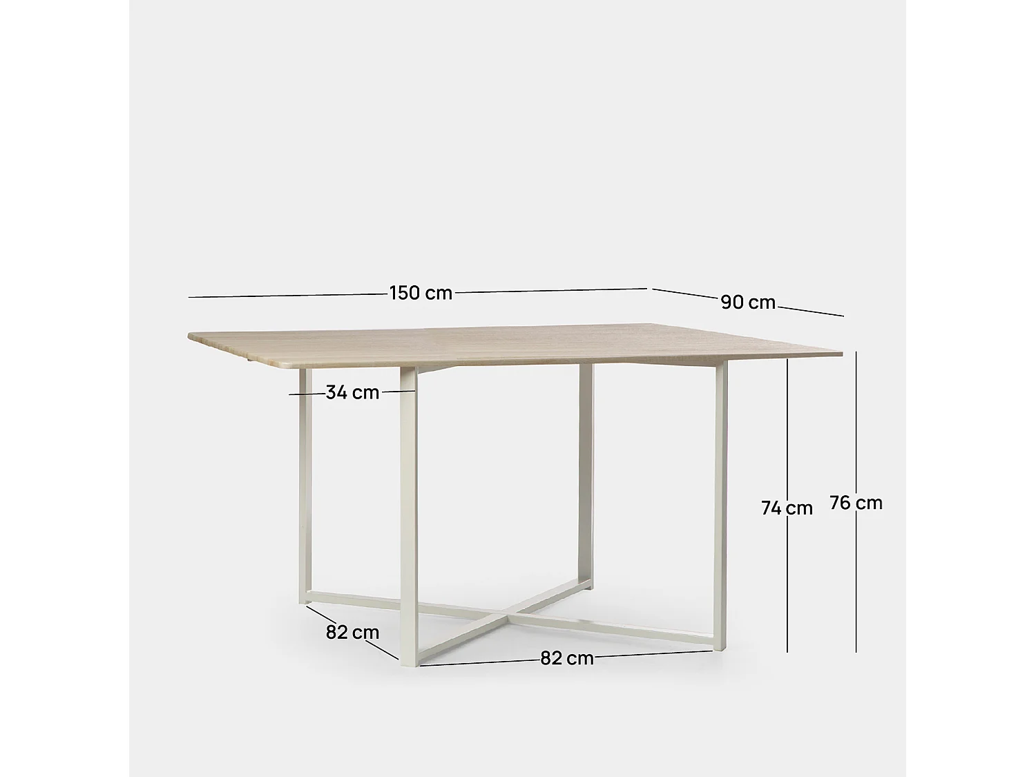 Table fixe en bois naturel 150x76 cm-Even