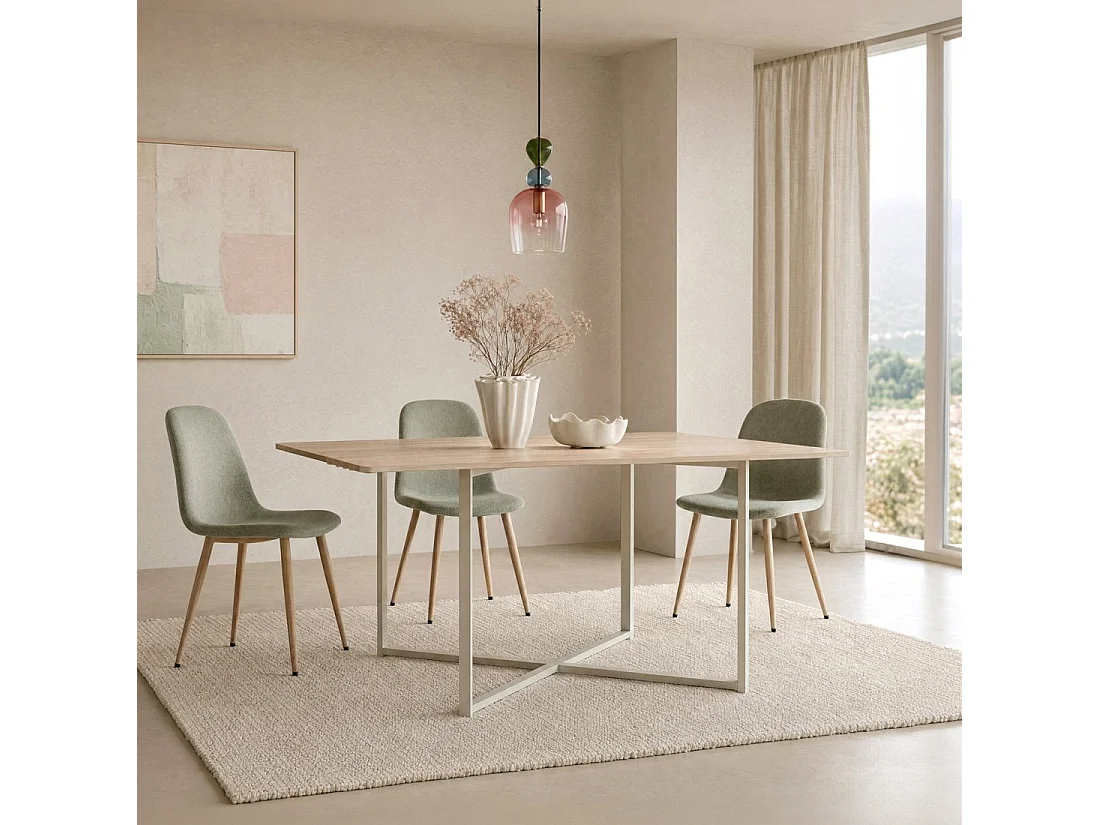 Table fixe en bois naturel 150x76 cm-Even