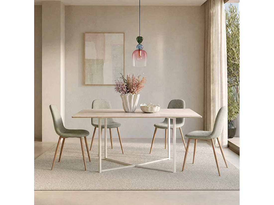 Table fixe en bois naturel 150x76 cm-Even