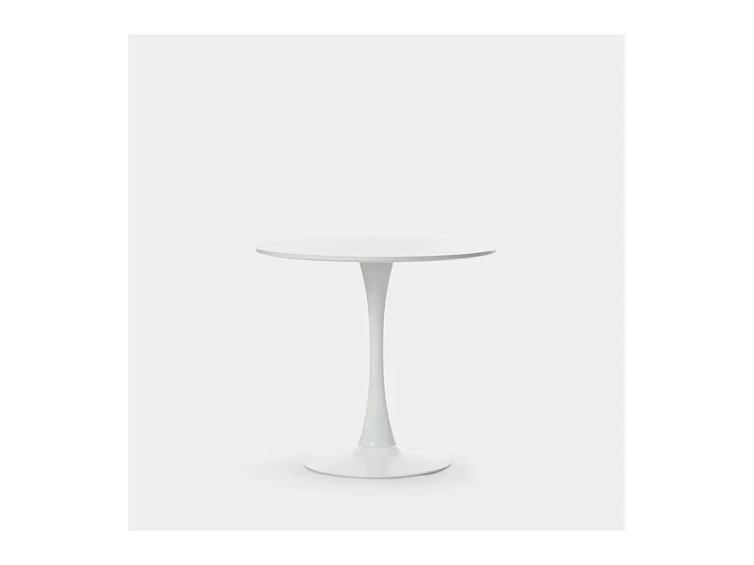 Table fixe en laqué blanc 80x73 cm-Cory
