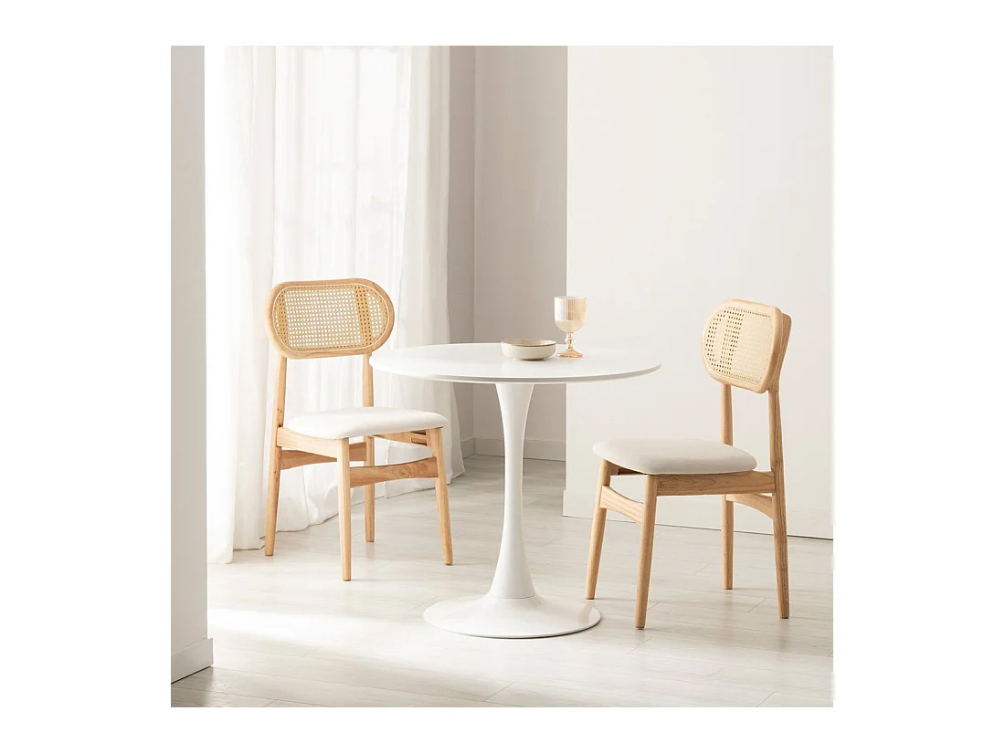 Table fixe en laqué blanc 80x73 cm-Cory