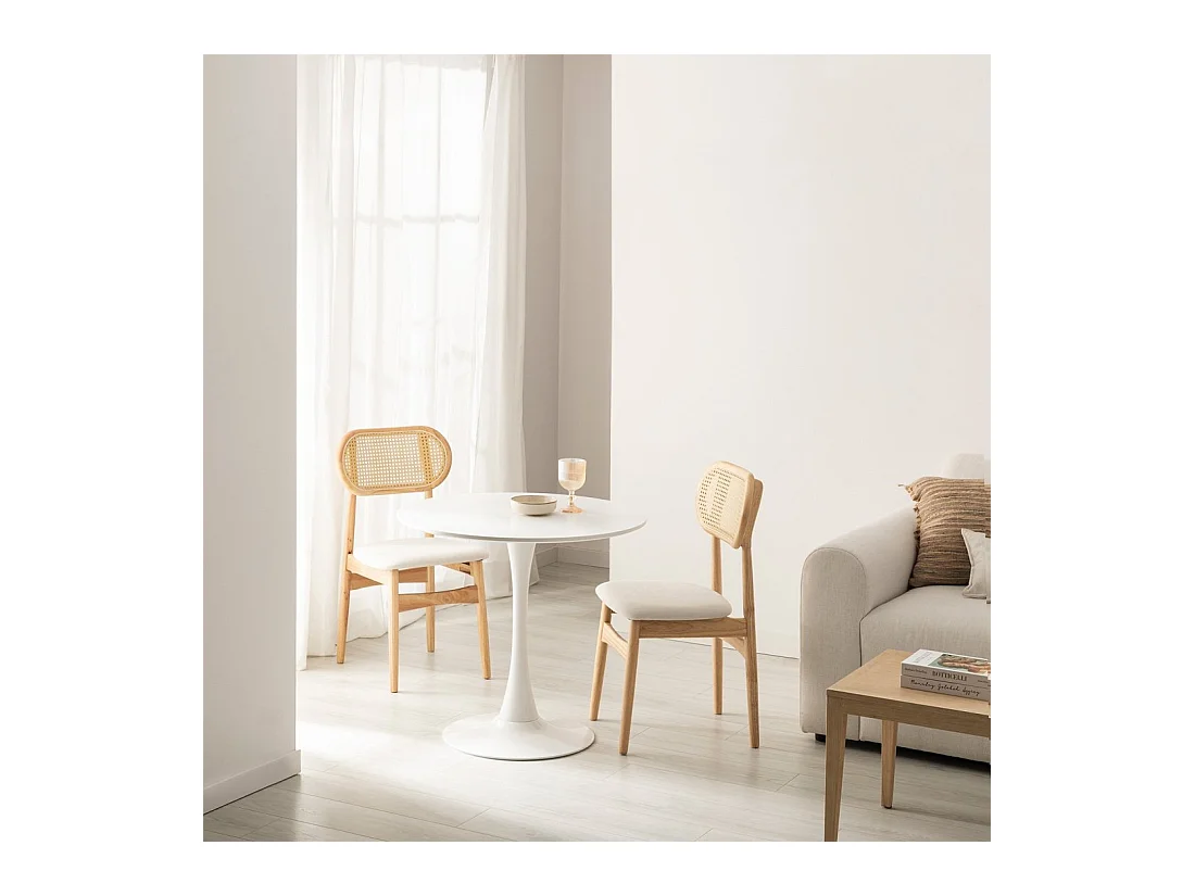 Table fixe en laqué blanc 80x73 cm-Cory