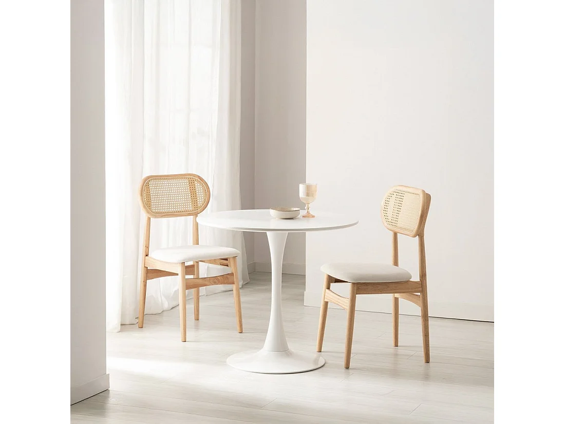 Table fixe en laqué blanc 80x73 cm-Cory