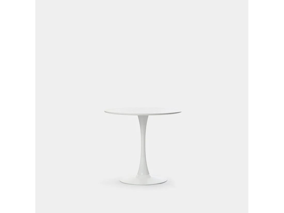 Table fixe en laqué blanc 80x73 cm-Cory