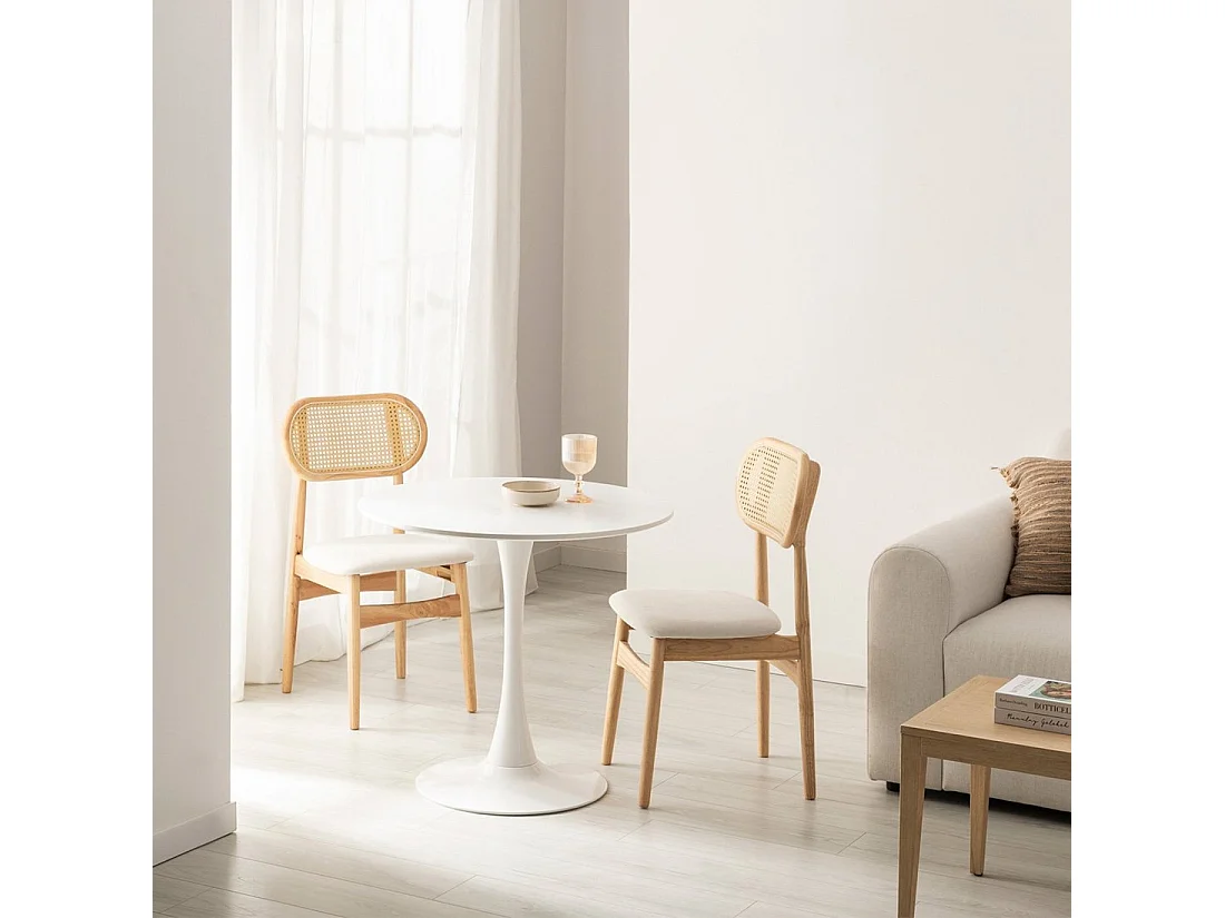 Table fixe en laqué blanc 80x73 cm-Cory