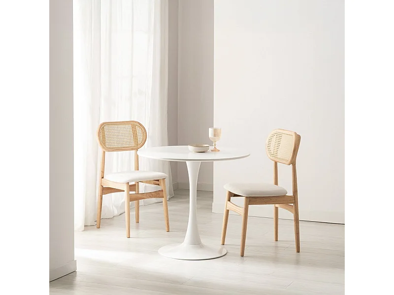 Table fixe en laqué blanc 80x73 cm-Cory