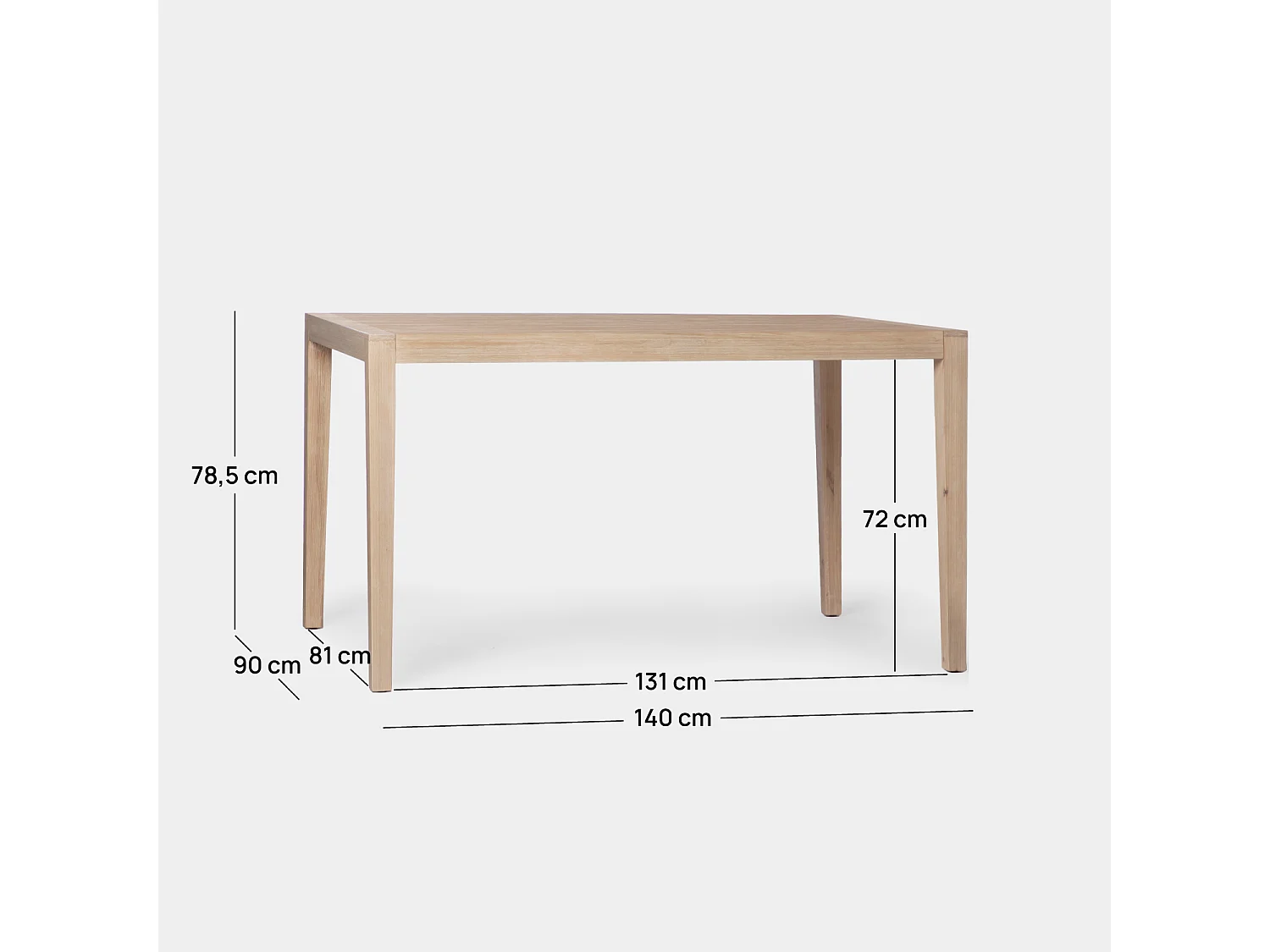 Mesa fija de Madera Natural 78 x 140- Mara