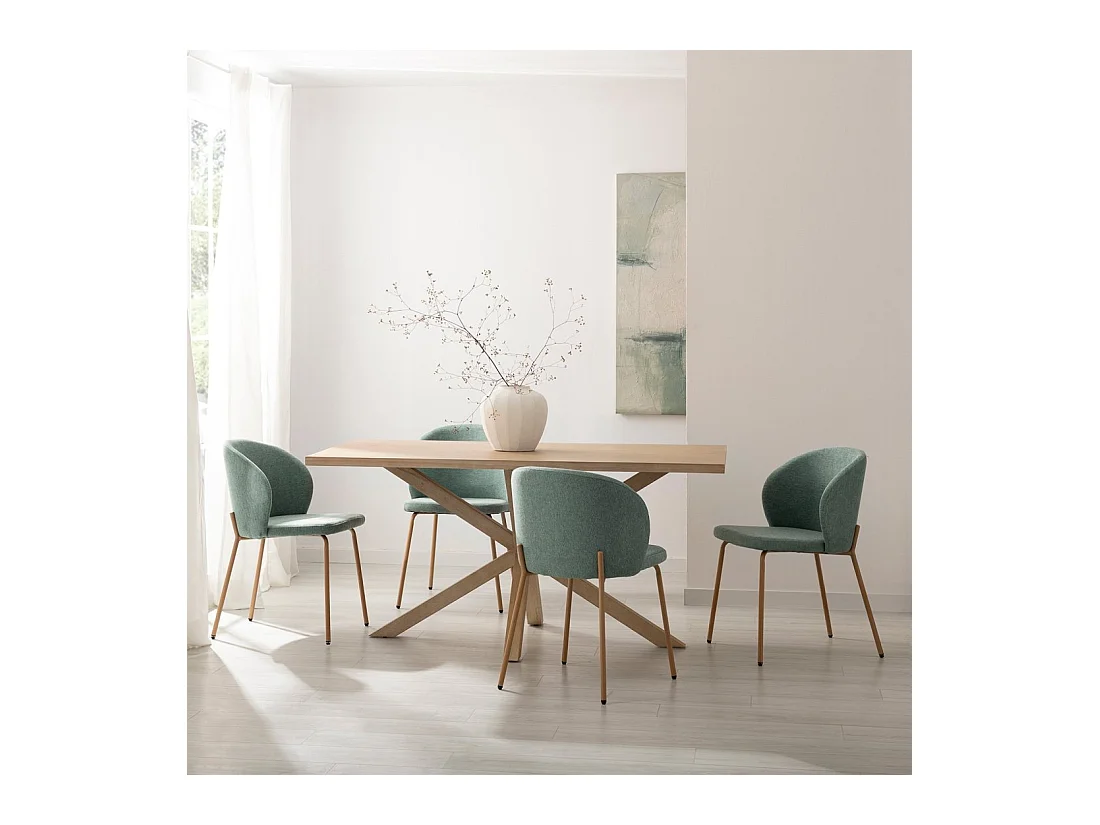 Table fixe en bois naturel 160x77 cm-Emerald