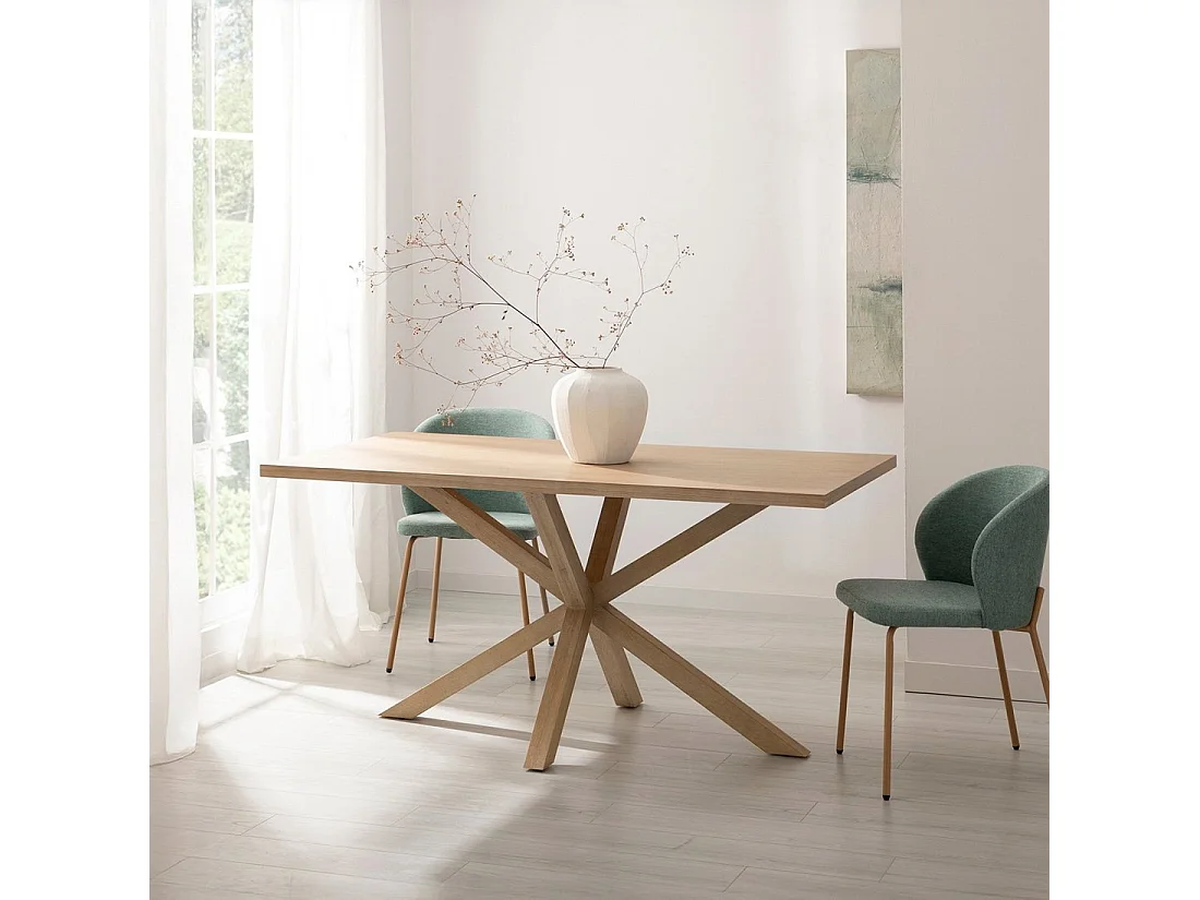 Table fixe en bois naturel 160x77 cm-Emerald