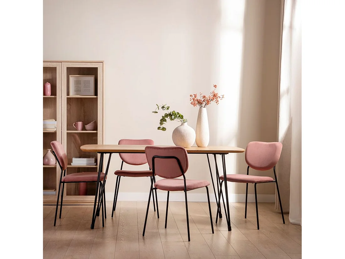 Table fixe en bois naturel 160x76 cm-Nils