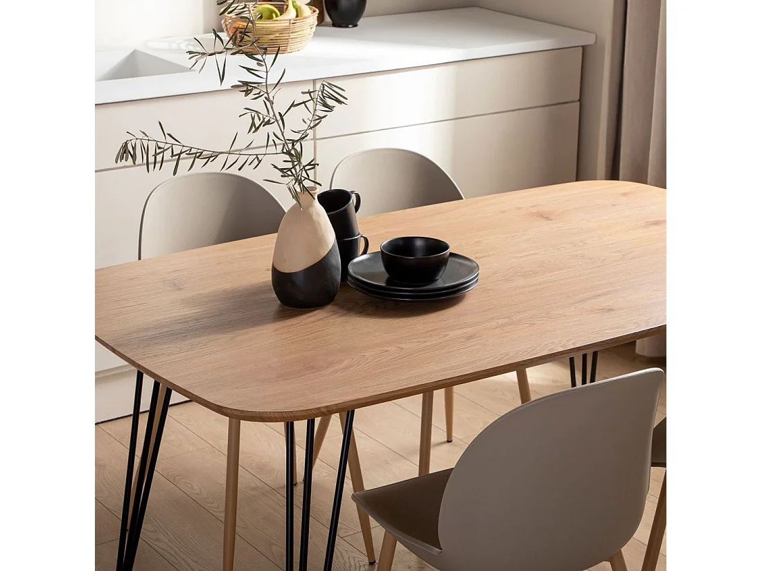 Table fixe en bois naturel 160x76 cm-Nils