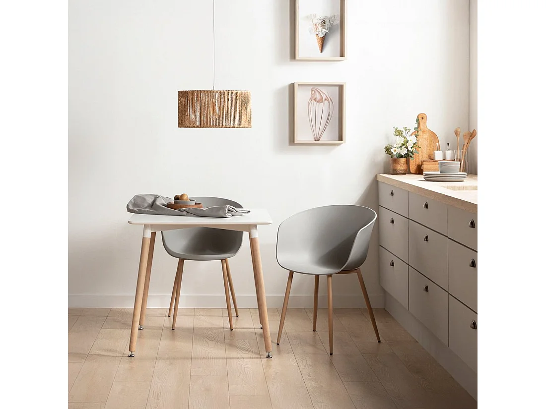 Table fixe en bois blanc 80x75 cm-Gless