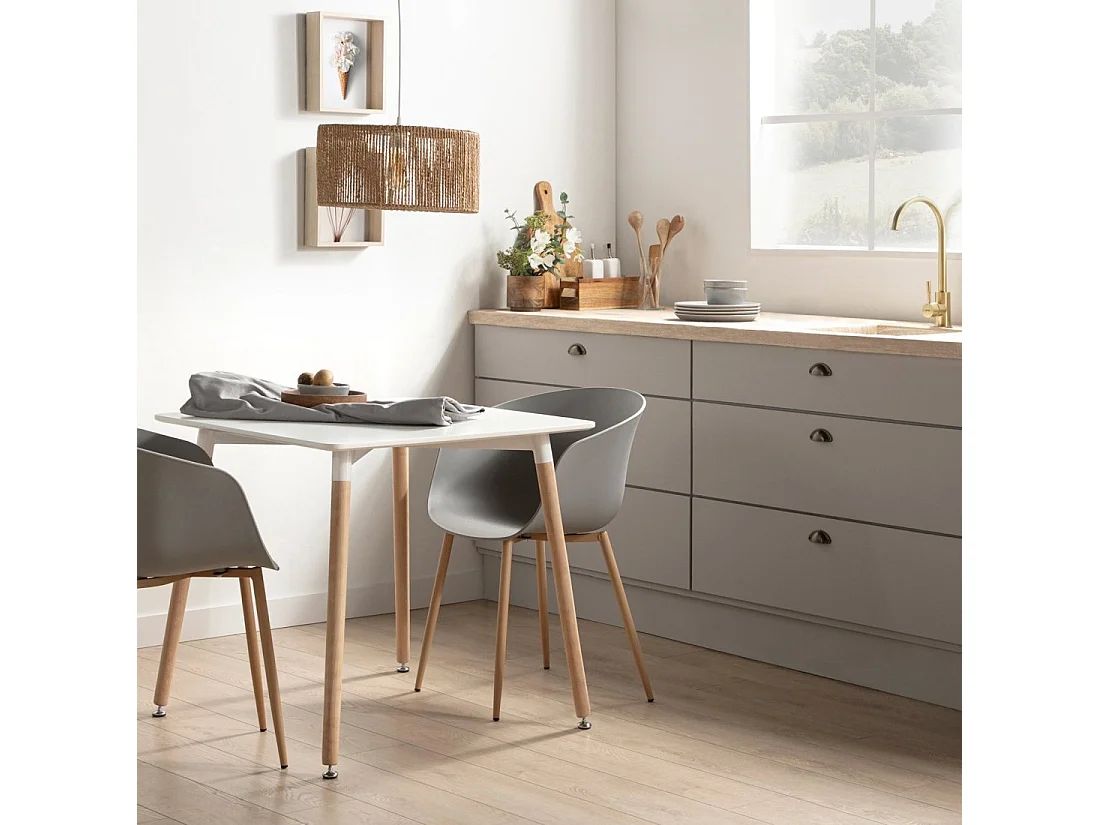 Table fixe en bois blanc 80x75 cm-Gless