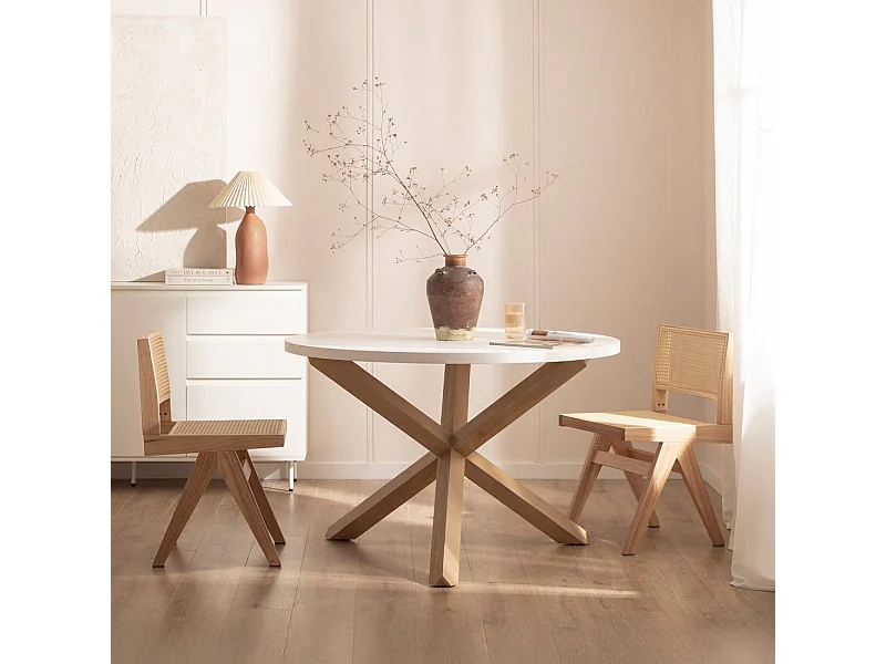 Table fixe en bois blanc 120x76.5 cm-Isak