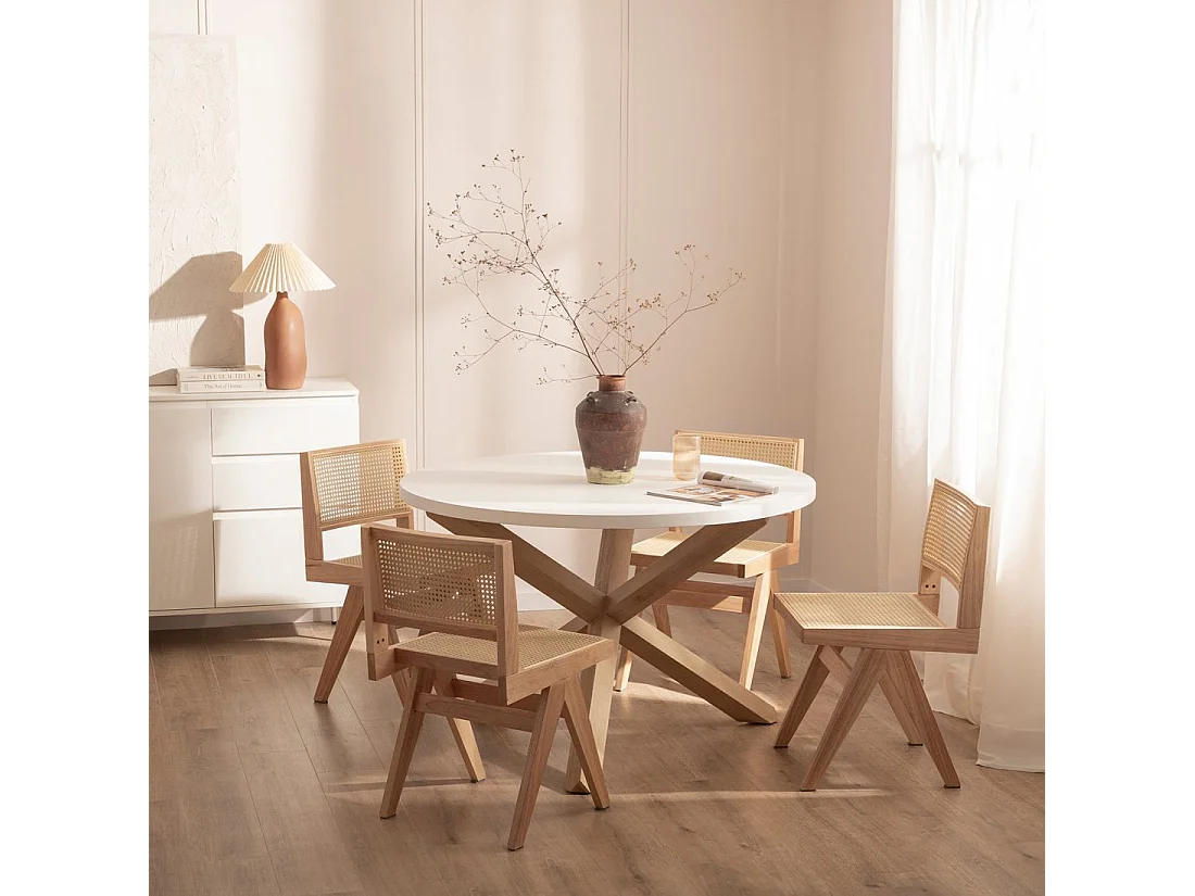 Table fixe en bois blanc 120x76.5 cm-Isak