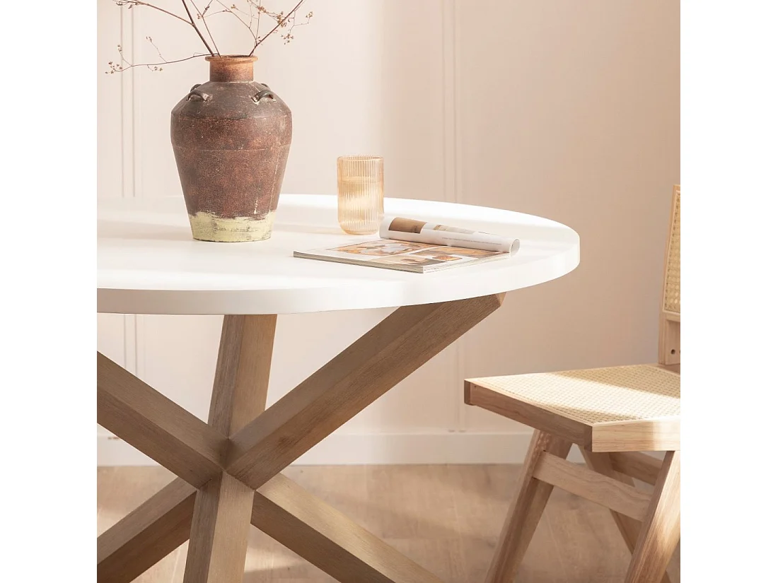 Table fixe en bois blanc 120x76.5 cm-Isak