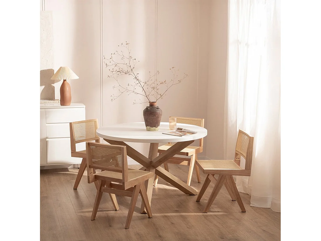 Table fixe en bois blanc 120x76.5 cm-Isak