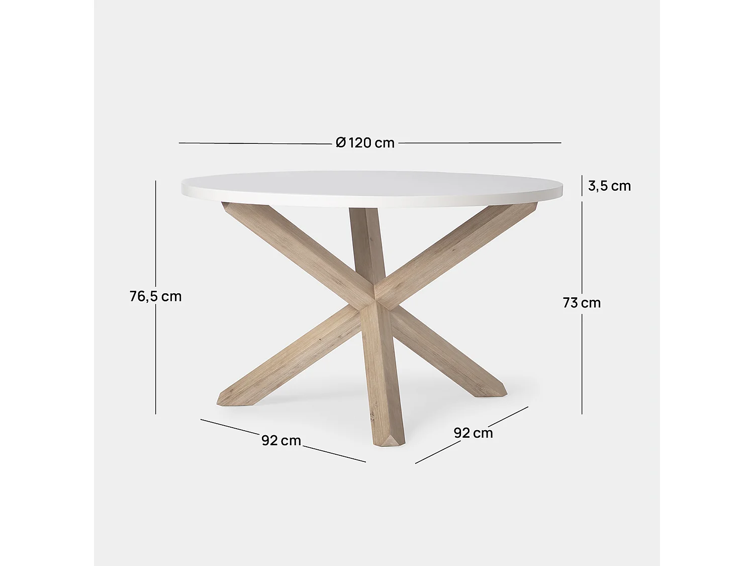 Mesa fija de Madera Blanco 76 x 120- Isak