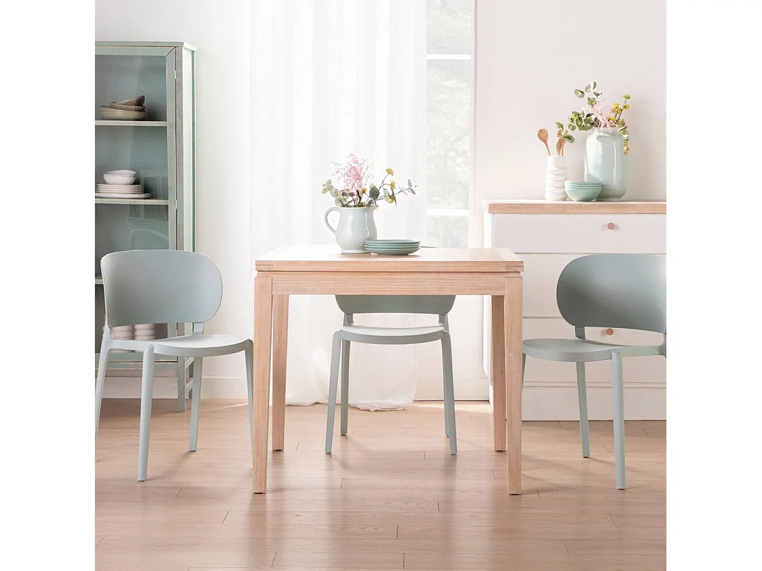 Table extensible en bois naturel 90x78.5 cm-Dina