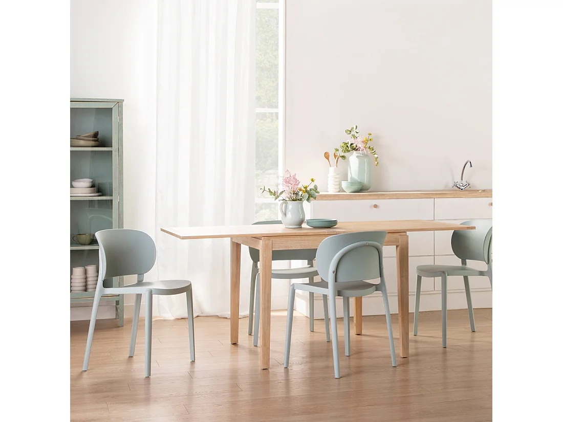 Table extensible en bois naturel 90x78.5 cm-Dina