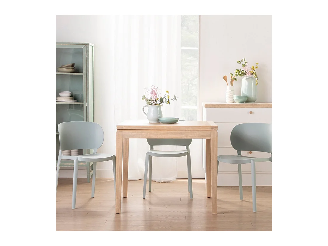Table extensible en bois naturel 90x78.5 cm-Dina