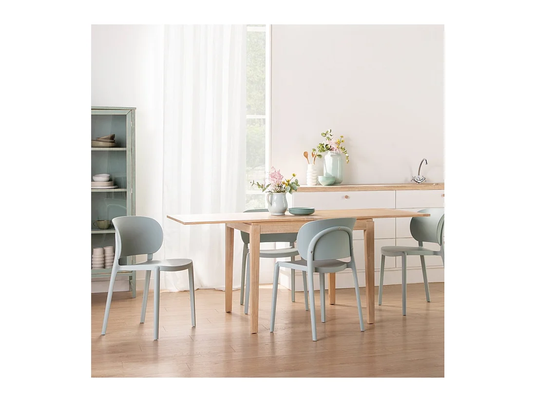 Table extensible en bois naturel 90x78.5 cm-Dina