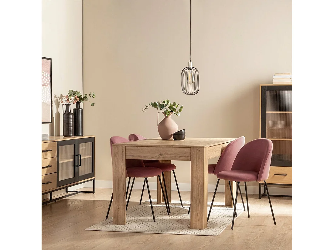 Table extensible en bois naturel 140x77 cm-Selin