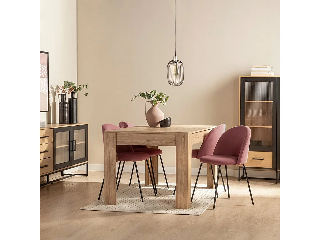 Table extensible en bois naturel 140x77 cm-Selin