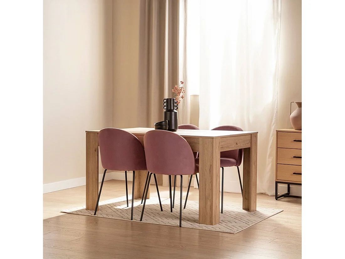 Table extensible en bois naturel 140x77 cm-Selin