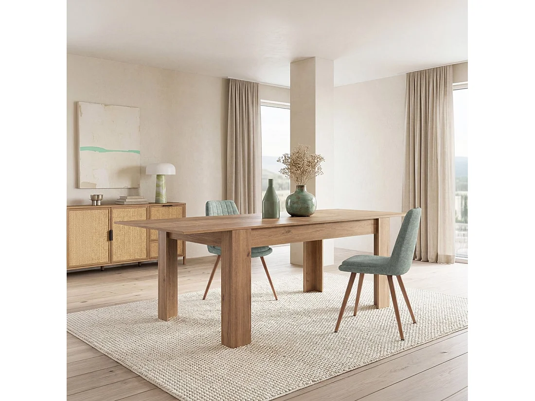 Table extensible en bois naturel 140x77 cm-Selin