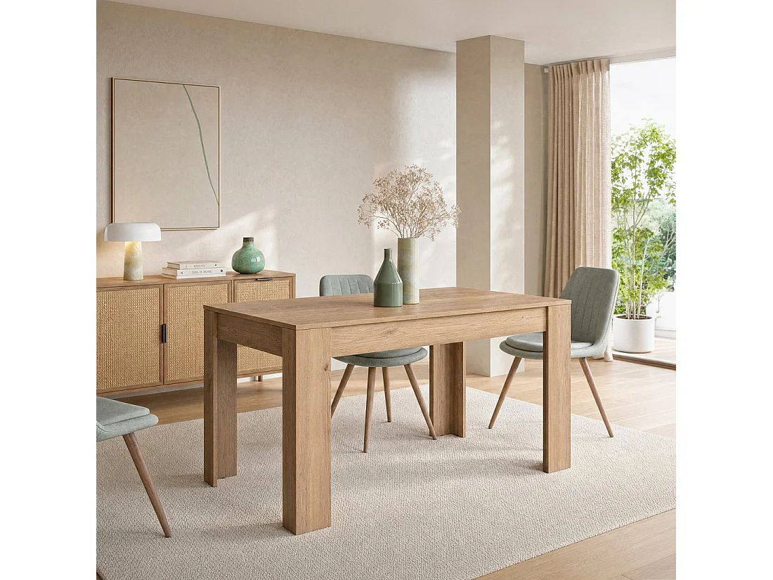 Table extensible en bois naturel 140x77 cm-Selin