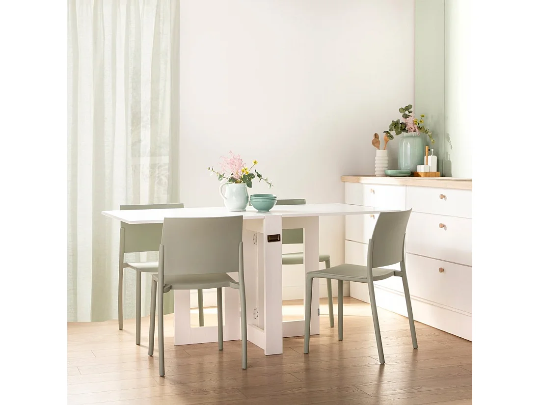 Table pliante en laqué blanc 14x78 cm-Anika