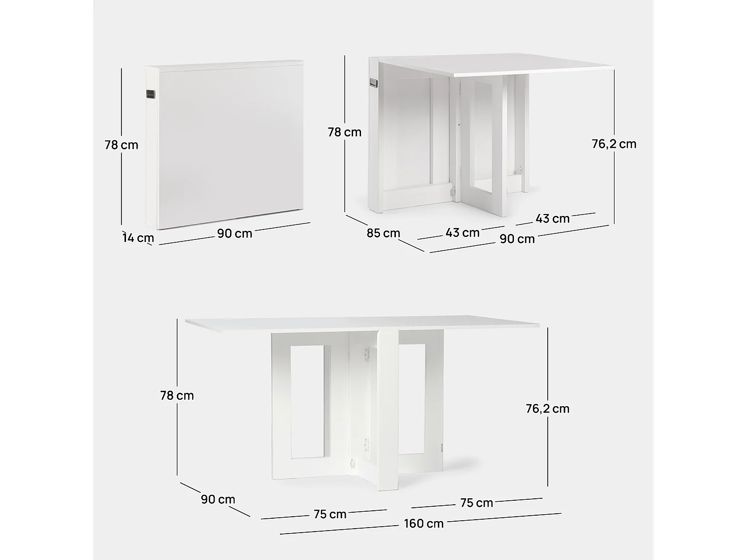 Table pliante en laqué blanc 14x78 cm-Anika